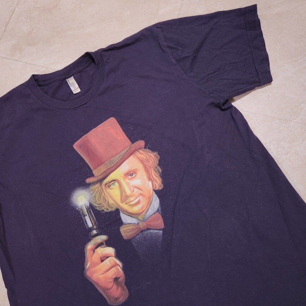 Willy Wonka & The Chocolate Factory Mens L Large USA Made Face Graphic T Shirt